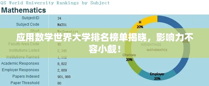 应用数学世界大学排名榜单揭晓,影响力不容小觑!