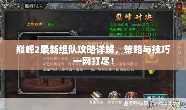 巅峰2最新组队攻略详解，策略与技巧一网打尽！