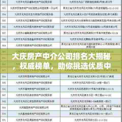 大庆房产中介公司排名大揭秘，权威榜单，助你挑选优质中介！